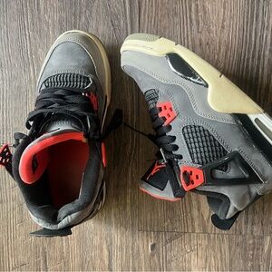 Nike Air Jordan 4 Retro 'Infrared' sneakers dark grey black cement grey 4.5Y